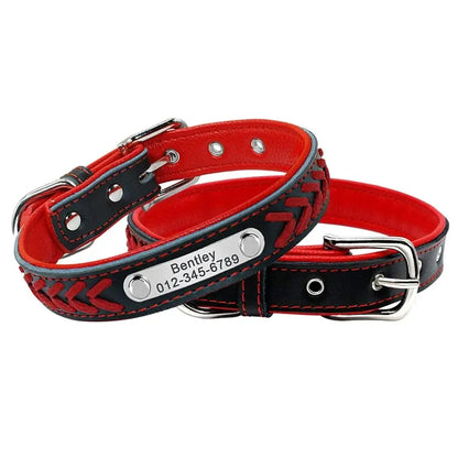 Custom Engraved Leather ID Collar - Durable & Stylish for Small & Medium Pets