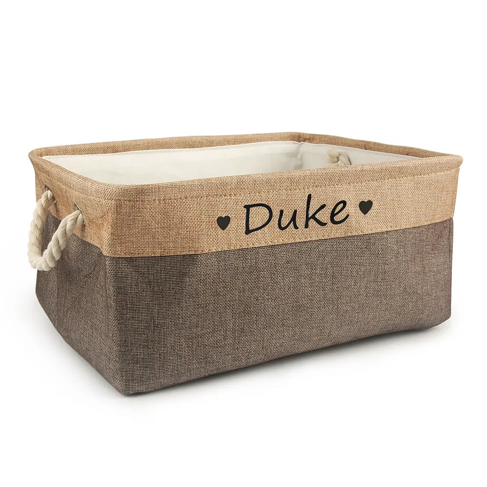 Personalized Pet Storage Basket: Custom Name Print for Dogs & Cats