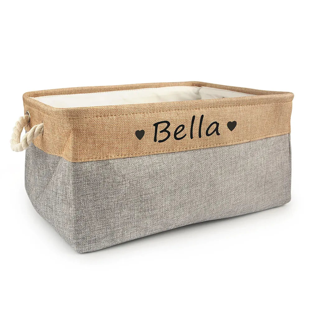 Personalized Pet Storage Basket: Custom Name Print for Dogs & Cats