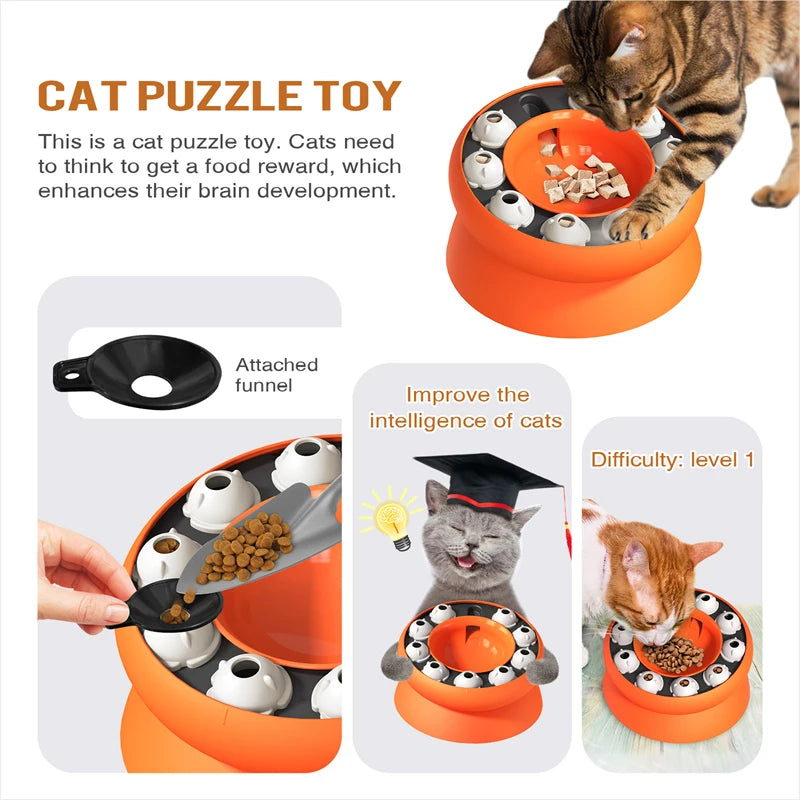 Cat Puzzle Feeder Bowl: Slow Feeder & Interactive Toy for Healthy Digestion