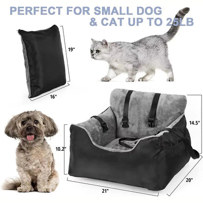 Washable & Detachable Dog Car Seat with Booster and Bed Function