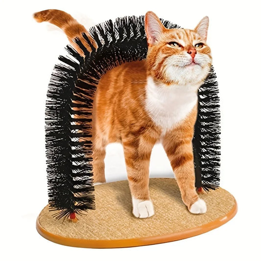 Cat Scratching & Grooming Arch with Massage Brush - Interactive Fun