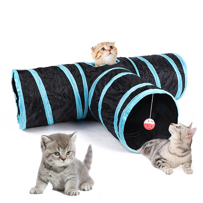 Foldable & Breathable Cat Tunnel with Crinkle Paper - Interactive Playtime Fun