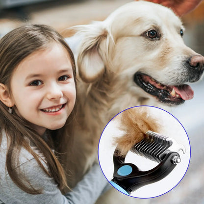 Professional Pet Deshedding Brush & Dematting Comb for Dogs & Cats