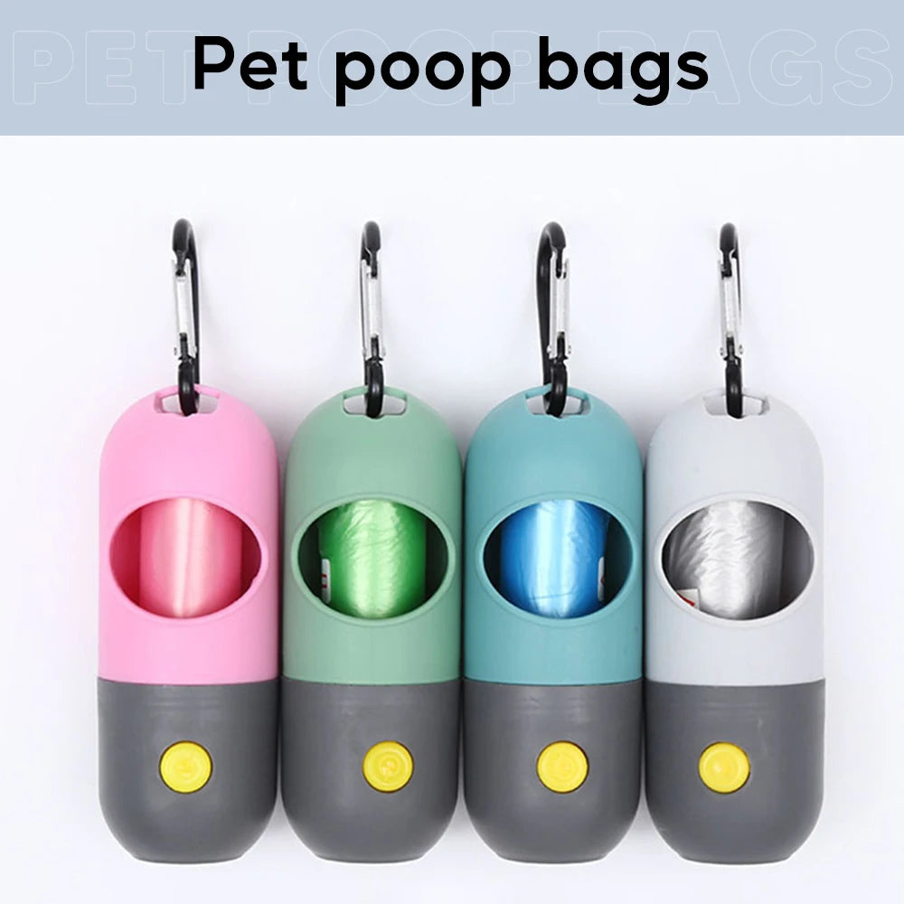 LED Dog Poop Bag Dispenser with Degradable Waste Bags