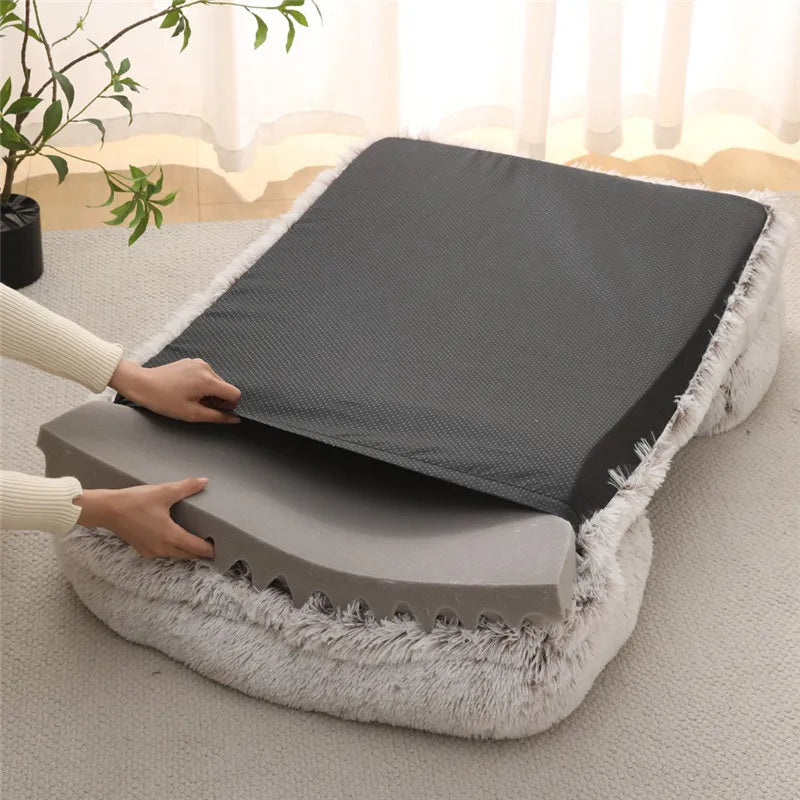 Plush Dog Bed with Removable Pad: Thickened Winter Sofa for Small & Large Dogs