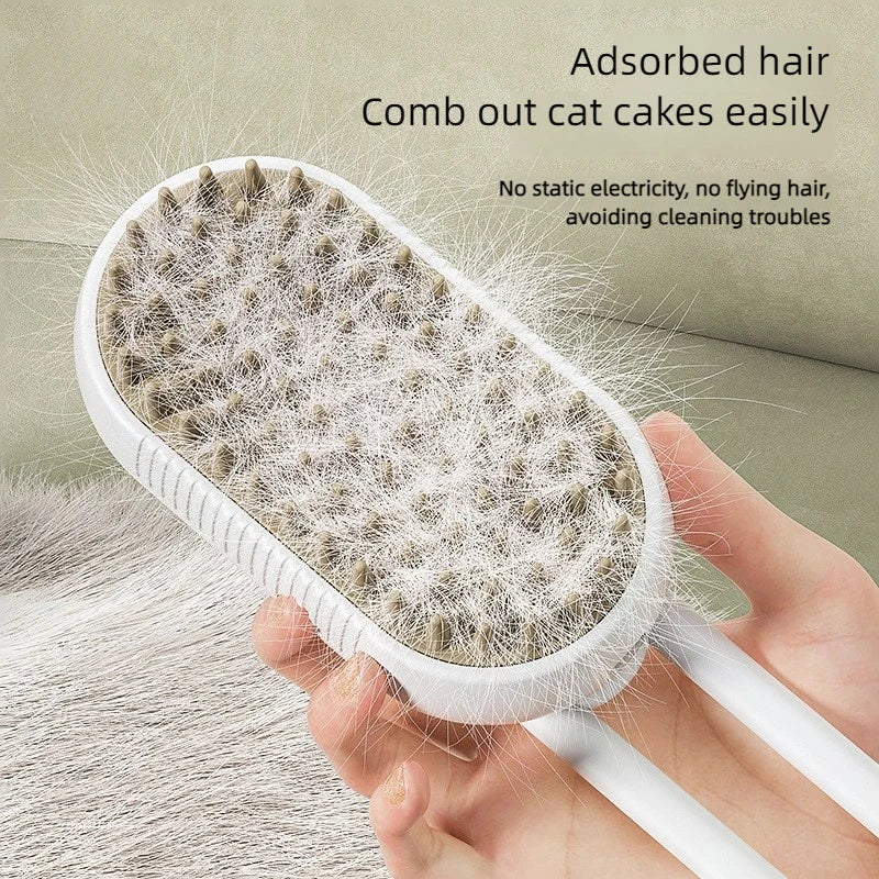 3-in-1 Electric Pet Brush with Steam, Massage & Hair Removal