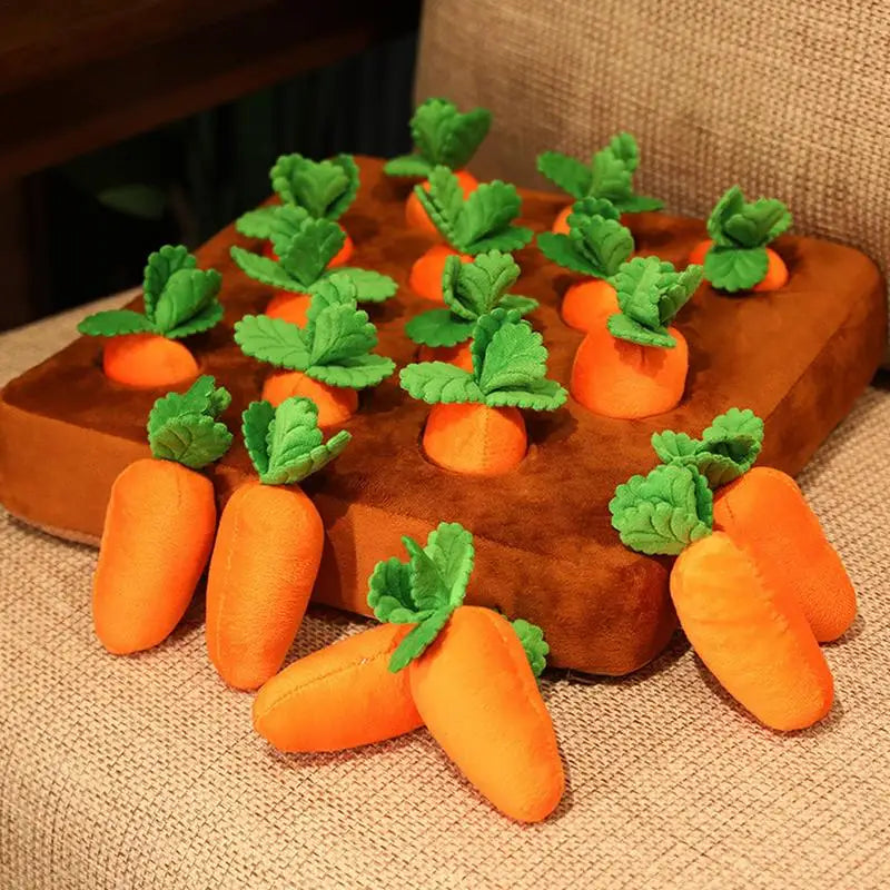 Interactive Carrot Patch Dog Puzzle Toy - Hide & Seek Fun for Puppies & Large Dogs