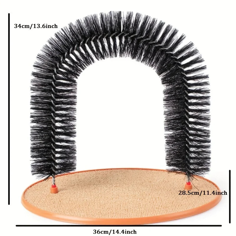 Cat Scratching & Grooming Arch with Massage Brush - Interactive Fun