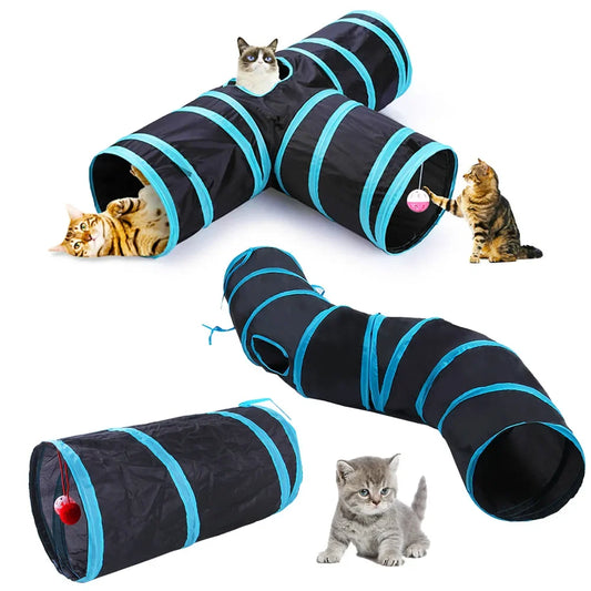 Foldable & Breathable Cat Tunnel with Crinkle Paper - Interactive Playtime Fun