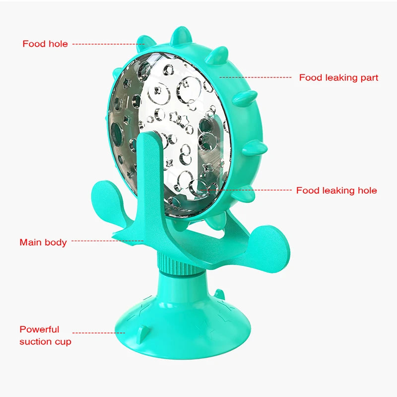 Slow Feeder Dog Puzzle Toy - Rotating Treat Dispenser for Small Dogs & Cats