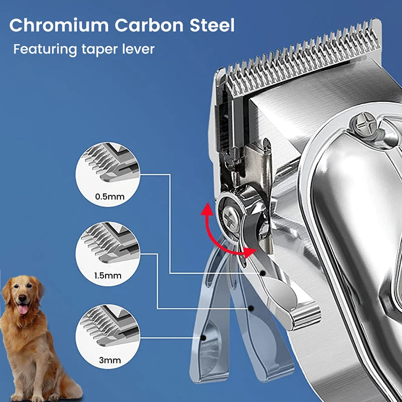 Professional Rechargeable Pet Clipper - Low Noise, All-Metal Design