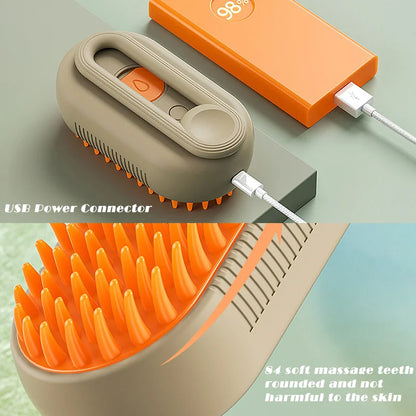 3-in-1 Electric Pet Brush with Steam, Massage & Hair Removal