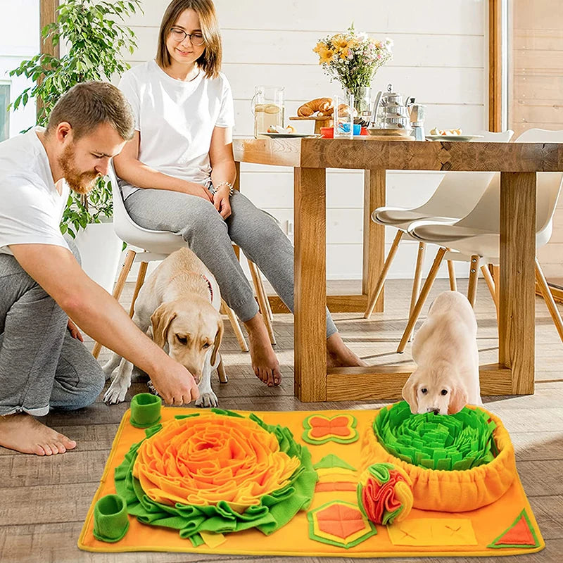 Dog Snuffle Mat with Treat Dispenser - Washable Slow Feeding Mat for Stress Relief