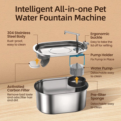 3.2L Stainless Steel Automatic Pet Water Fountain