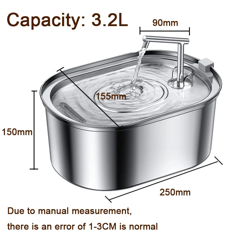 3.2L Stainless Steel Automatic Pet Water Fountain