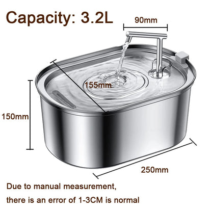 3.2L Stainless Steel Automatic Pet Water Fountain