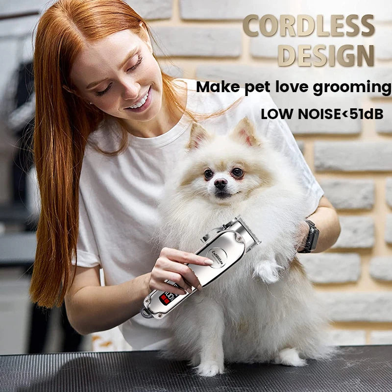 Professional Rechargeable Pet Clipper - Low Noise, All-Metal Design