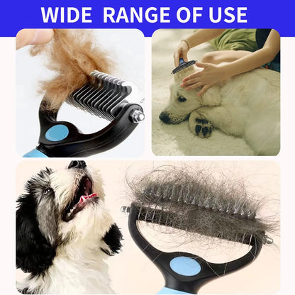 Professional Pet Deshedding Brush & Dematting Comb for Dogs & Cats