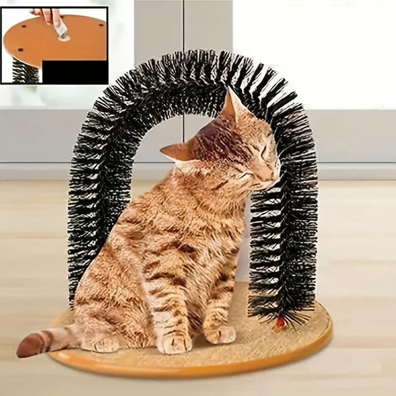 Cat Scratching & Grooming Arch with Massage Brush - Interactive Fun