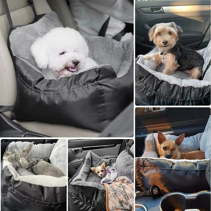 Washable & Detachable Dog Car Seat with Booster and Bed Function