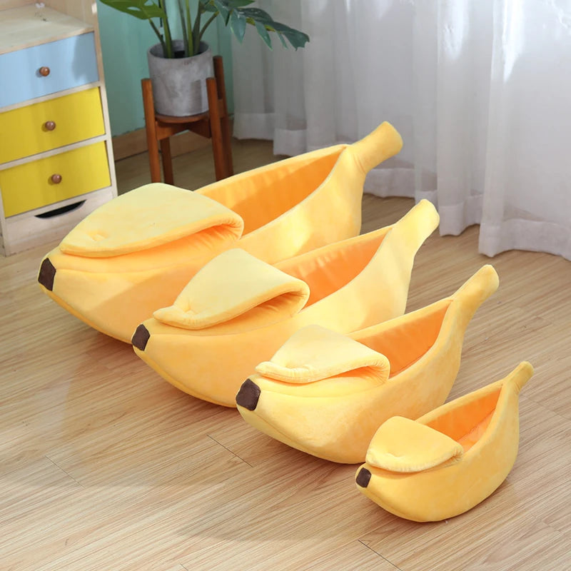 Banana-Shaped Pet Bed: Warm Soft Sleeping Bag for Cats & Dogs