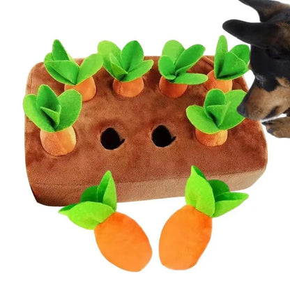 Interactive Carrot Patch Dog Puzzle Toy - Hide & Seek Fun for Puppies & Large Dogs