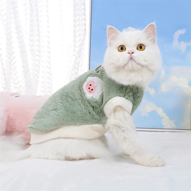 Warm Fleece Cat Vest: Winter Clothes for Kittens & Puppies