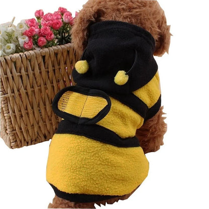 Fleece Dog & Cat Hoodie: Bee Costume with Cosplay Sweater for Halloween