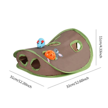 Interactive Cat Tunnel Toy: 9-Hole Hide and Seek Mouse Hunt Game