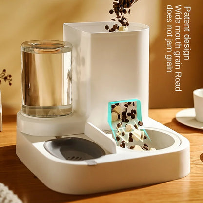 Automatic Pet Feeder & Waterer: 2-in-1 Dispenser with Dog & Cat Bowls