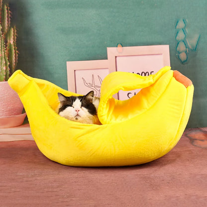 Banana-Shaped Pet Bed: Warm Soft Sleeping Bag for Cats & Dogs