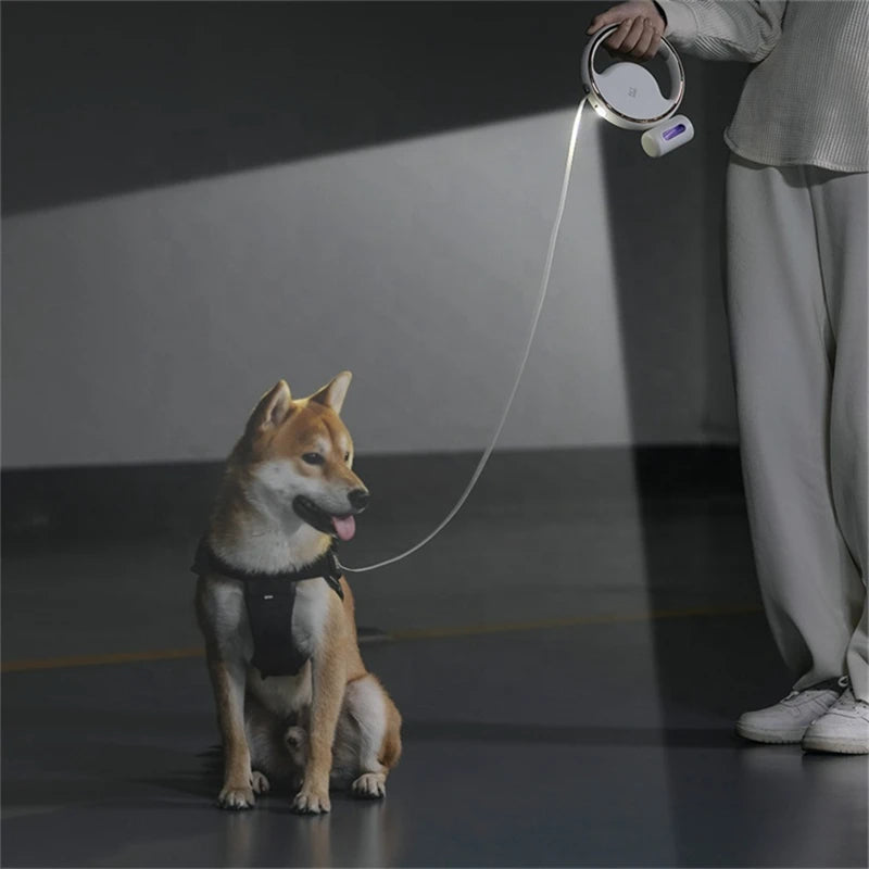 3M Automatic Retractable Dog Leash with Flashlight - Durable Nylon Rope