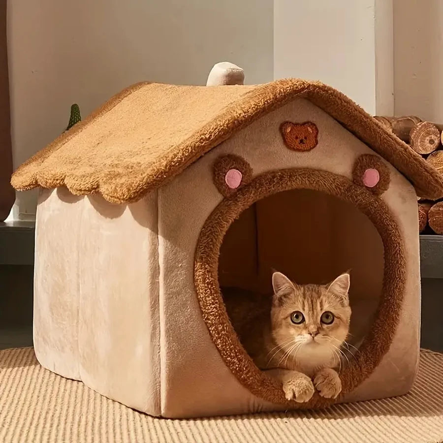 Foldable Pet House: Removable Washable Cat & Small Dog Bed Cave