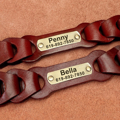 Custom Engraved Genuine Leather Collar for Medium & Large Dogs