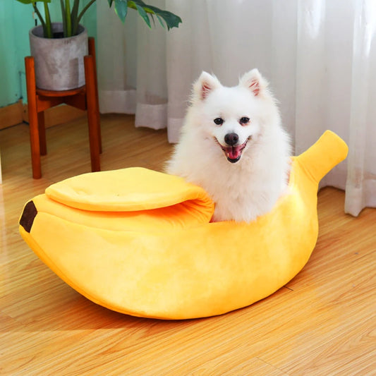 Banana-Shaped Pet Bed: Warm Soft Sleeping Bag for Cats & Dogs