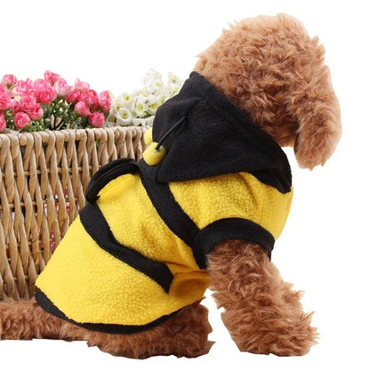 Fleece Dog & Cat Hoodie: Bee Costume with Cosplay Sweater for Halloween