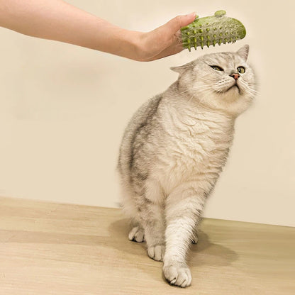 Self-Grooming Cat Brush & Wall Corner Scratcher with Hair Removal Comb