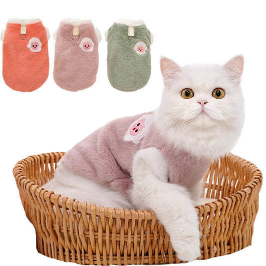 Warm Fleece Cat Vest: Winter Clothes for Kittens & Puppies