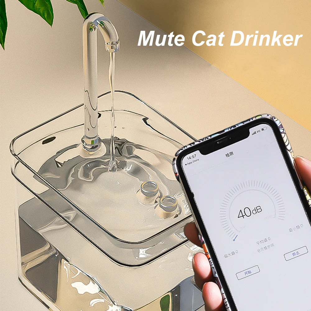 Automatic Cat Water Fountain: USB Powered, Quiet with Filter & Transparent Tank