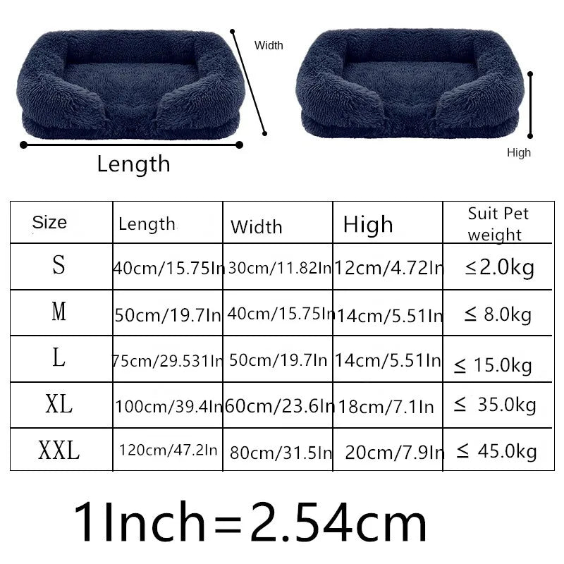 Plush Dog Bed with Removable Pad: Thickened Winter Sofa for Small & Large Dogs