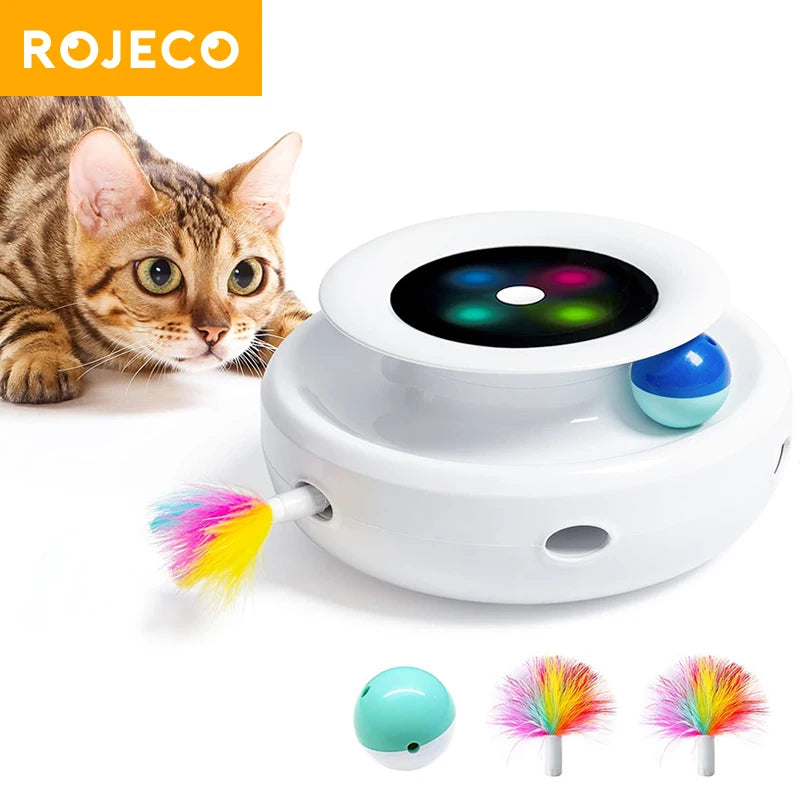 2-in-1 Smart Cat Toy Set: Automatic Feather & Interactive Ball with 5 Modes