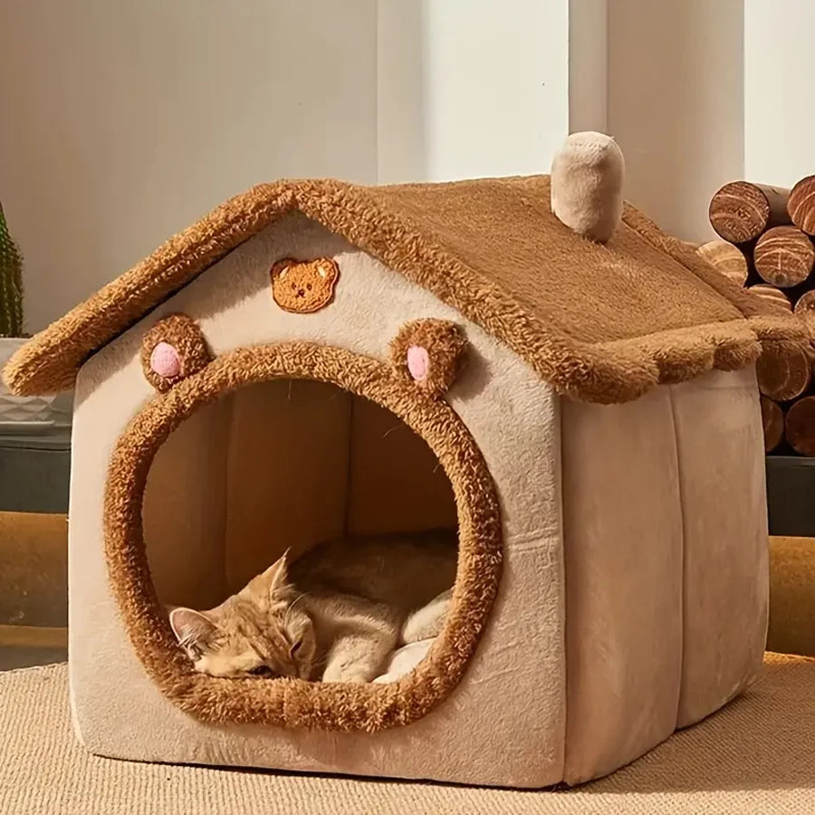 Foldable Pet House: Removable Washable Cat & Small Dog Bed Cave