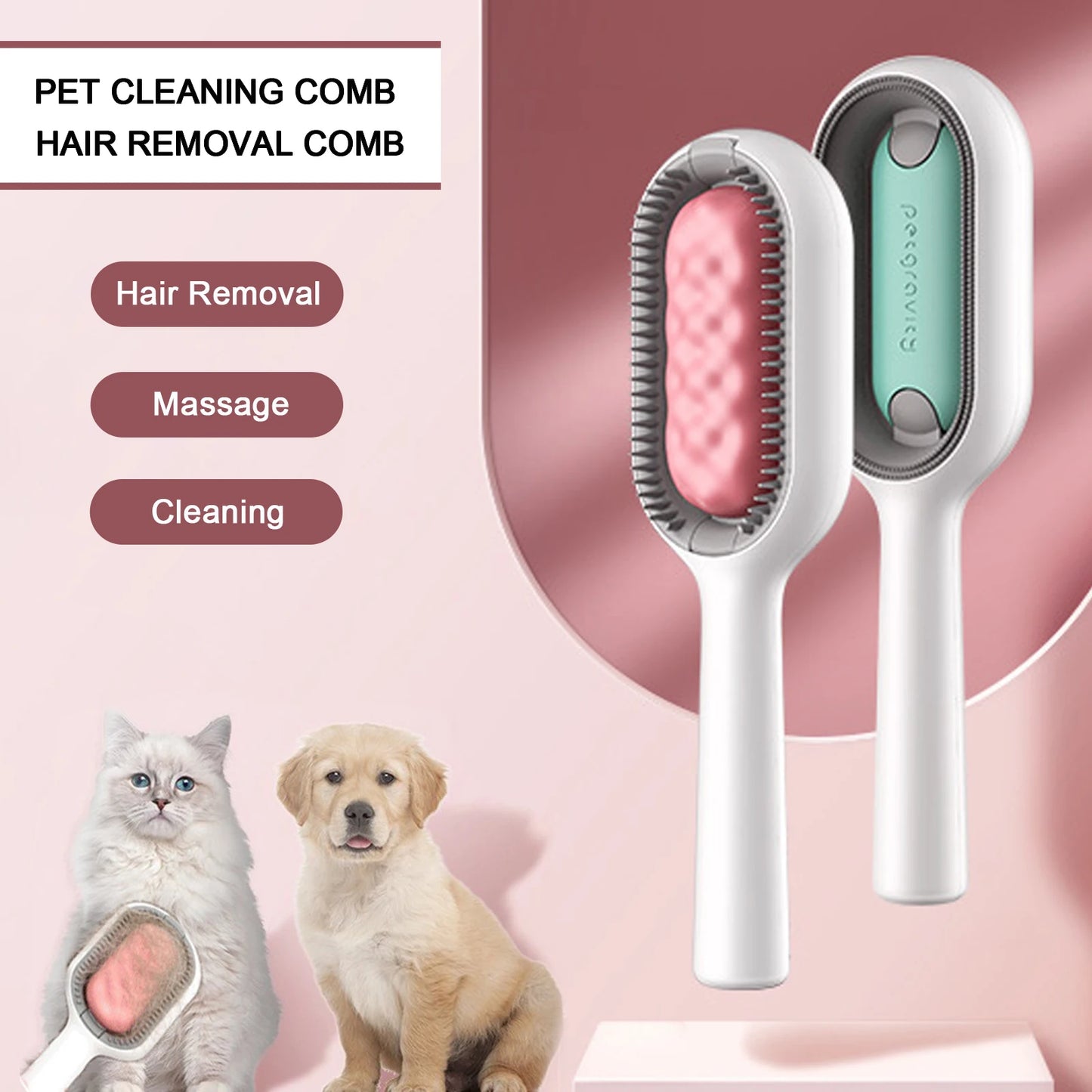 Double-Sided Cat & Dog Grooming Comb - Removes Loose Hair & Tangles