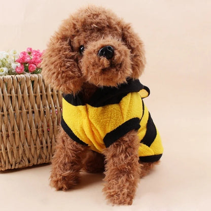 Fleece Dog & Cat Hoodie: Bee Costume with Cosplay Sweater for Halloween