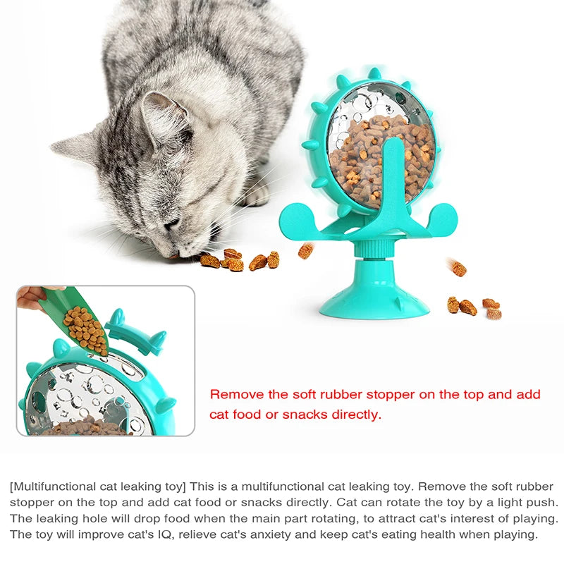 Slow Feeder Dog Puzzle Toy - Rotating Treat Dispenser for Small Dogs & Cats