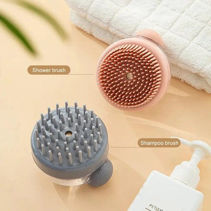 Soft Silicone Pet Bath Brush with Shampoo Dispenser - Gentle Massage