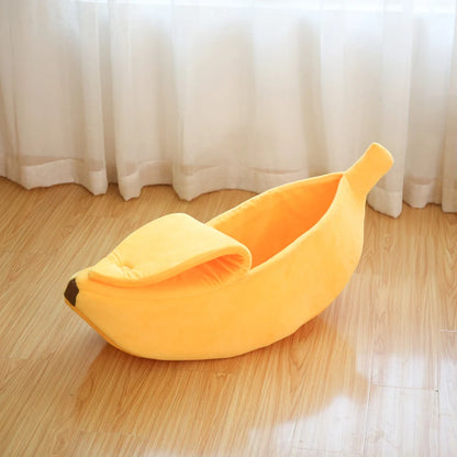 Banana-Shaped Pet Bed: Warm Soft Sleeping Bag for Cats & Dogs