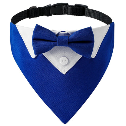 Stylish Bow Tie Dog Collar with Tuxedo Bandana - Perfect for Weddings & Parties