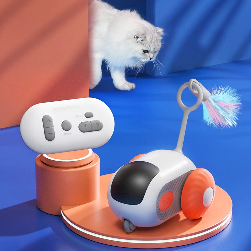 Remote Control Electric Cat Toy: Interactive Sports Car with Feathers & Mice